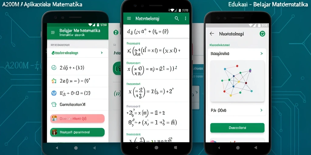 Antarmuka aplikasi A200M yang menarik dan interaktif untuk belajar matematika.